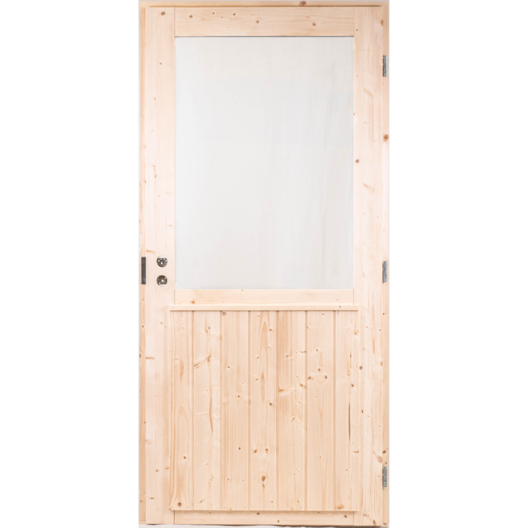 Ikkunallinen mökkiovi puuvalmis 8-10x18-21