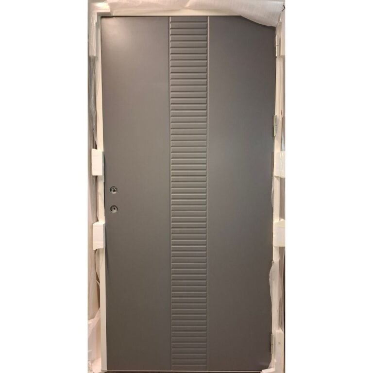 Varaston ovi Kaskipuu vaakapystyura 1.0 10x21 oikea harmaa, valkoiset karmit (2-laatu)